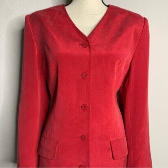 Andrea Viccaro Vintage Silk Single Breasted Collarless Blazer - Picture 11 of 17